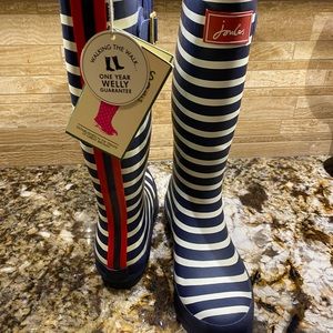Joules Printed Wellingtons Stripped NWT Sz 7